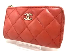 CHANEL シャネル マトラッセ ラムスキン コインケース キーリング付 レッド 小銭入れ ファスナー 小物 レディース メンズ 27番台 シリアルシール有