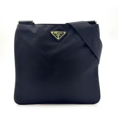 PRADA 三角ロゴプレート ナイロン ブラック ショルダーバッグ シルバー
