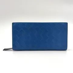 BOTTEGA VENETA イントレチャート レザー ブルー 財布 ゴールド