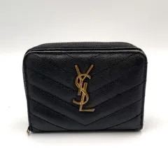 SAINT LAURENT PARIS モノグラム コンパクト ジップアラウンド レザー ブラック 財布 ゴールドのサムネイル