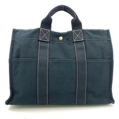 HERMES エルメス ドーヴィルPM ハンドバッグ ブラック キャンバス