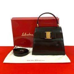 極 美品 箱 袋付 Salvatore Ferragamo サルヴァトーレフェラガモ ヴァラリボン 金具 レザー 2way ハンドバッグ ショルダーバッグ 茶 32902