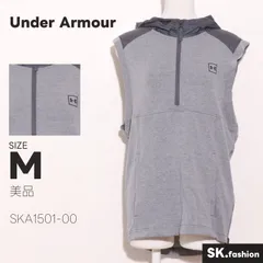 美品 Under Armour トップス パーカー　ノースリーブ　ハーフジップ　ロゴプリント　フード付き　サイドジップ　ポケット付き