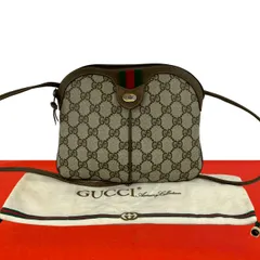 極 美品 袋付き GUCCI グッチ オールドグッチ ヴィンテージ シェリーライン GG ロゴ 金具 レザー ミニ ショルダーバッグ ブラウン 99372