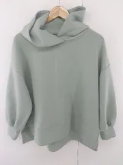 ◇ mysty woman ミスティウーマン ダンボールニット 長袖 プルオーバー パーカー サイズF ライトグリーン系 レディース E  【1303280010981】のサムネイル
