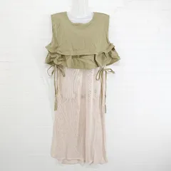 ◇ CPCM シーピーシーエム メッシュ ドッキング ノースリーブ ロング カットソー サイズF カーキ ベージュ レディース E  【1303280004997】のサムネイル