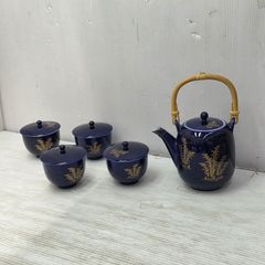松峰窯 茶器セット 急須 湯のみ5客 瑠璃色 金彩 - メルカリ