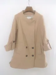 ◇ aquagirl アクアガール ウール混 長袖 ノーカラー コート サイズ38 ベージュ系 レディース E  【1303280013708】