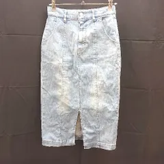 ◇ ROYAL PARTY スリット　ウォッシュ加工　ストレッチ　シンプル ひざ丈 タイト スカート サイズM ブルー系 レディース E  【1303290023490】のサムネイル