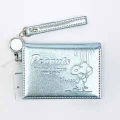 スヌーピー メタリック 2つ折りパスケース ブルー SNOOPY