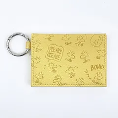 スヌーピー ウッドストック 型押し2つ折りパスケース イエロー 定期入れ SNOOPY
