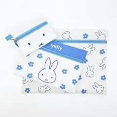 ミッフィー miffy 3連ポーチ (アイボリー) ブルードレスシリーズ