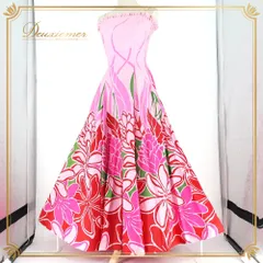 フラダンス 衣装 ALOHA STANDARDS アロハスタンダード ワンピース ドレス ピンク系 ティアレ柄 花柄 植物柄 ハワイアンプリント ハワイアンダンス アロハ フラ ダンス レッスン 練習 フリル フレア レッド系 グリーン系 ホワイト系 華やか