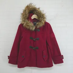 ◇ LOVETOXIC フェイクファー ジップアップ キッズ 子供服 長袖 ダッフル コート サイズL 160 ダークレッド系 レディース E  【1304050018480】
