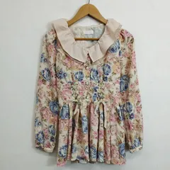 LIZ LISA ローズ柄チュニック 花柄ドールトップス コルセット レースアップ 花 フラワー フリル レースアップ リボン 姫ギャル Y2K 平成 ピンクベージュ系 0 E219