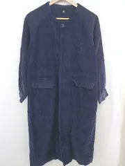 ◇ merlot メルロー 長袖 コーデュロイ ノーカラー ロング ジャケット ネイビー レディース E  【1304100014547】のサムネイル