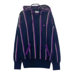 サイズ：M/M ADIDAS GOLF アディダスゴルフ  フード付 ニット セーター パーカー ストライプ柄 ネイビー系 [240101686706] ゴルフウェア レディース ストスト