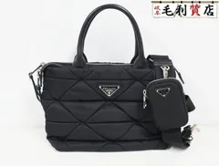 プラダ PRADA スモール パデッド Re-Nylon トートバッグ 1BG373 ブラック 極上美品 バッグ 2WAYバッグ