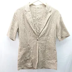 ◇ select MOCA セレクト モカ 麻混 無地 シングル 半袖 テーラードジャケット サイズF ブラウン レディース E  【1304120035492】のサムネイル