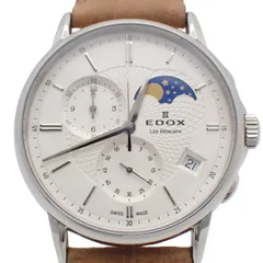 EDOX エドックス レ・ベモン クロノグラフ ムーンフェイズ クォーツ メンズ 腕時計 白文字盤 純正革ベルト 01651【いおき質店】のサムネイル
