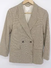 ◇ ◎ H&M チェック 2B オーバーサイズ 長袖 ジャケット サイズEUR XP US XS ベージュ ブラウン系 レディース E  【1304180002342】