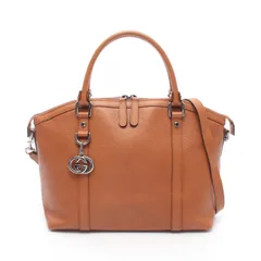 グッチ GUCCI トートバッグ インターロッキングG チャーム付き 2WAY 341503 ブラウン レザー インターロッキングG 2wayトートバッグ レディース Used B