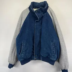 古着 90's/90年代 ジャケット 中綿 フルジップ  スタジャン デニム パーカー スタンドカラー XL  ブルー系 メンズ