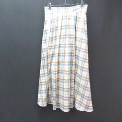 ◇ Tiaclasse ティアクラッセ ウエストゴム チェック柄 裏地 ひざ丈 フレア スカート サイズL マルチ系 レディース E 【1304210023804】