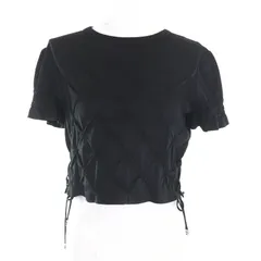 極美品★CHANEL シャネル P74589 コットン100％ ラインストーンチャーム付 ココマーク クロップド カットソー ブラック 38 フランス製 正規品 レディースのサムネイル