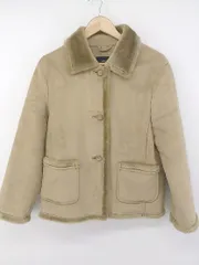 ■ COMME CA ISM コムサイズム スウェード調 裏ボアファー 長袖 コート サイズF ベージュ レディース P  【1305040006869】のサムネイル