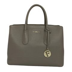 フルラ FURLA 本革 トートバッグ グレー ハンドバッグ チャーム 通学