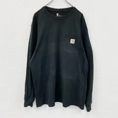 Carhartt　カーハート　長袖Tシャツ/ロンT　ポケット付き　ワンポイント　クルーネック　黒　ブラック　Mサイズ　古着【値引き交渉OK！】