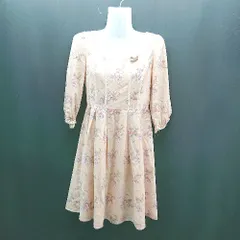 ◇ willselection レース 花柄 リボン ガーリー ファスナー 七分袖 ひざ丈 ワンピース サイズ1 ベージュ レディース E  【1307040068809】