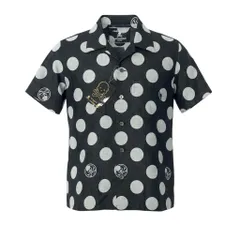 32e13 【新品保管品】mastermind JAPAN マスターマインド 半袖コットンシャツ  ドット柄 スカル 日本製 Mサイズ グレー系 コットン100％ メンズ 男性用k02iのサムネイル
