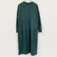 Champion　チャンピオン　スウェットロングワンピース　刺繍ロゴ　ワンポイント　現行　深緑　ディープグリーン　Fサイズ　古着【値引き交渉OK！】のサムネイル