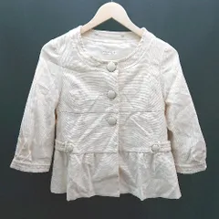 ◇ willselection ノーカラー ビッグボタン ガーリー 入園式 卒園式 七分袖 ジャケット サイズ1 ベージュ レディース E  【1307040070475】
