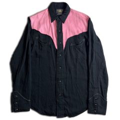 4011【希少・美品】ダブルアールエル ストライプ柄 長袖 バンドカラー