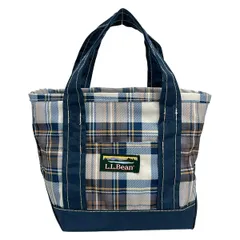 L.L.Bean(エルエルビーン) ハンドバッグ美品  - ネイビー×白×マルチ ミニバッグ/チェック柄