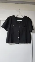 ブラック 薄い ツイード 半袖 ジャケット ゴールド ボタン 新品
