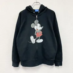 Disney　ディズニー　ミッキーマウス　フルジップパーカー/フーディー　黒　ブラック　Lサイズ　古着【値引き交渉OK！】