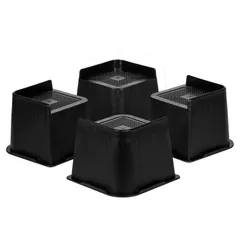 継ぎ脚 かさ上げ 家具脚 テーブル脚 机 4点セット ベッド 高さをあげる 脚 こたつ テーブル ソファー デスク 高さ調節 座椅子 足 継ぎ足し 高さをあげる 便利グッズ 高さ約10cm ブラック（L型の脚・足がない家具も使用可）のサムネイル