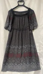 【230087】K.T.KIYOKO TAKASE ケーティー キヨコタカセ  半袖シースルーワンピース　薄手　透け感　ポリエステル　花柄　日本製　サイズ7  ・ ブラックグレー系