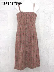 ◇ merlot メルロー チェック キャミソール 膝下丈 ワンピース ブラウン レディース 【中古】 【1101250007975】のサムネイル