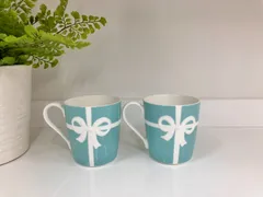 未使用 Tiffany & Co. ペア マグカップ ブルー リボン ティファニー