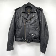 KUSHITANI ダブルライダースジャケット 牛革 裏地キルティング 黒 M