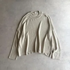 美品 / evam eva エヴァム エヴァ / silk cotton wide pullover シルクコットン ワイドプルオーバー ニット セーター / レディース フリーサイズ / ベージュ / 日本製 / トップスのサムネイル