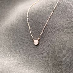 ete K10 ピンクゴールド ダイヤモンド ネックレス 0.02ct パヴェ