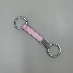 BVLGARI ブルガリ　キーホルダー　キーリング　ロゴ型押し　シルバー　レザー　ピンク