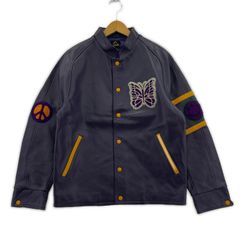 NEEDLES LETTERMAN JACKET NS078 Lサイズ レザー - メルカリ
