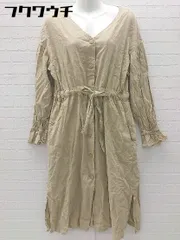 ◇ w closet ダブルクローゼット リネン混 長袖 膝下丈 ワンピース サイズF ベージュ レディース 【中古】 【1103040009312】のサムネイル